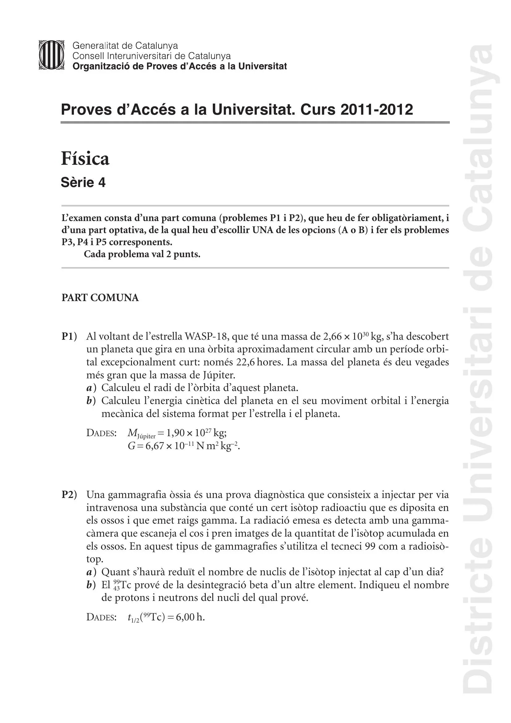Previsualització de l'examen de Física 2012